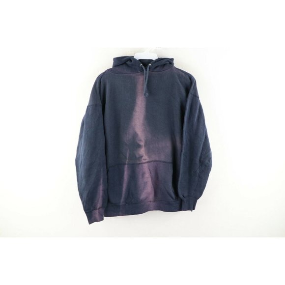 Vintage 60s Streetwear Small Distressed Faded Blank Hoodie Sweatshirt Navy USA